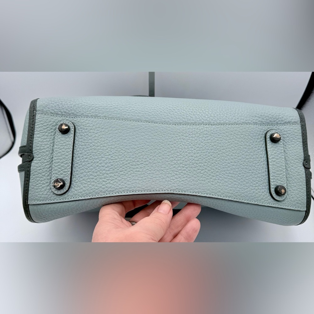 Coach Lori Shoulder Bag Wristlet Set Sage Aqua Pebble Leather Pewter C6627 - Picture 6 of 14
